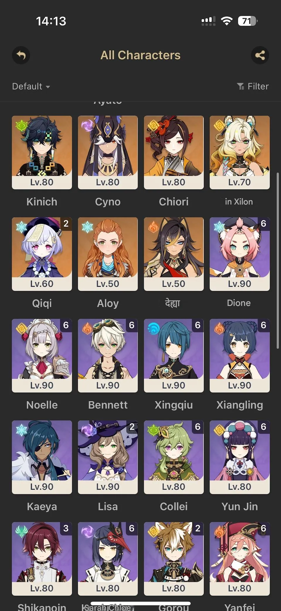 GI1058 High-End 49 Legendary AR60 | Raiden Shogun C2 + Engulfing Lightning, Ganyu + Amos, Ayaka + Mistsplitter, Yelan + Elegy, Kinich + Redhorn